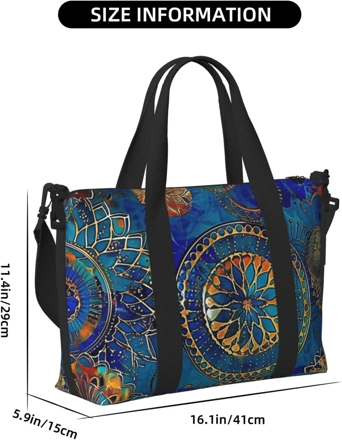 blue circle art print Travel Duffel Bag, Sports Tote Gym Bag, Swim Pool Bag Large Shoulder Tote Bag for Beach Weekender