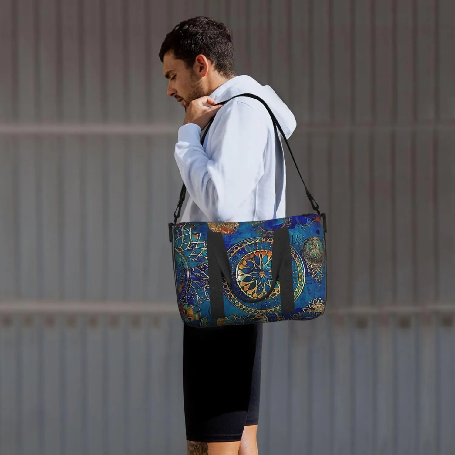 blue circle art print Travel Duffel Bag, Sports Tote Gym Bag, Swim Pool Bag Large Shoulder Tote Bag for Beach Weekender