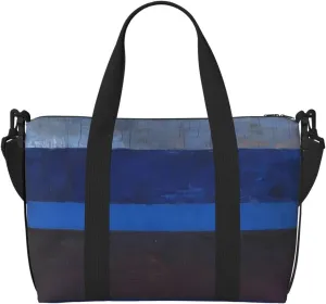 blue dark blue print Travel Duffel Bag, Sports Tote Gym Bag, Swim Pool Bag Large Shoulder Tote Bag for Beach Weekender