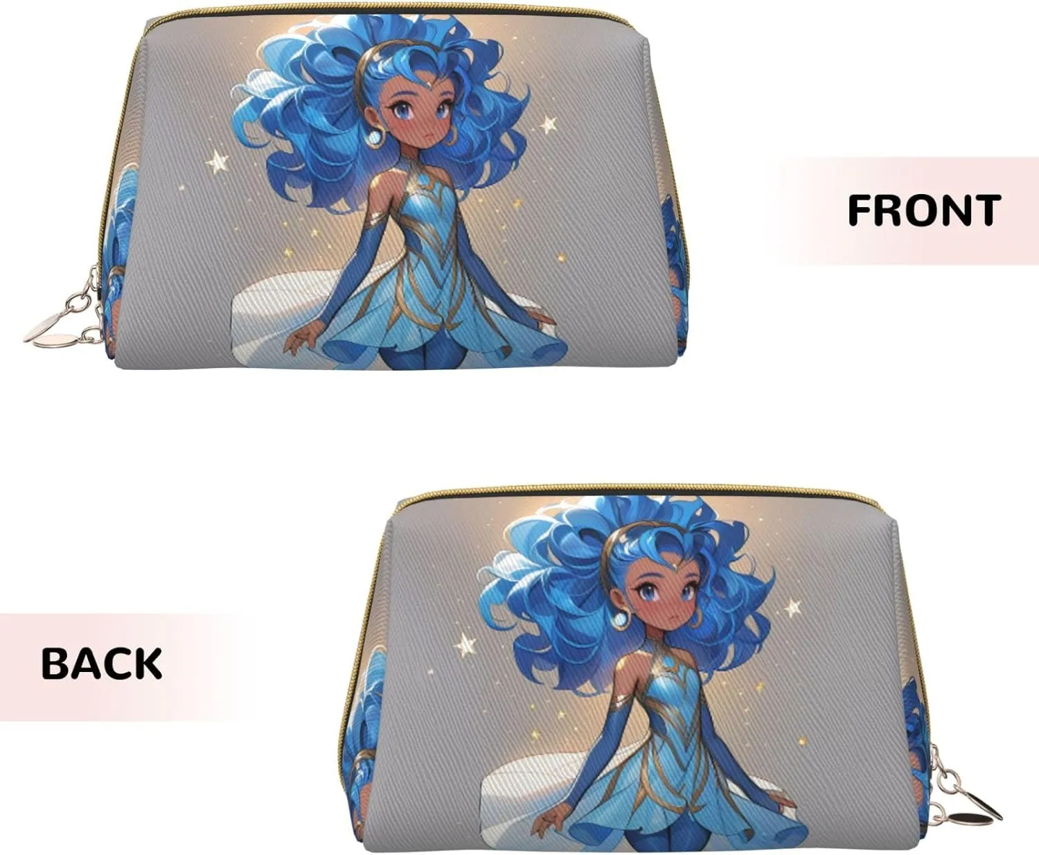 Blue galaxy Printed Small Makeup Bag,Travel Cosmetic Bag Purse with Zipper,Water-resistant Makeup Organizer Bag for Women