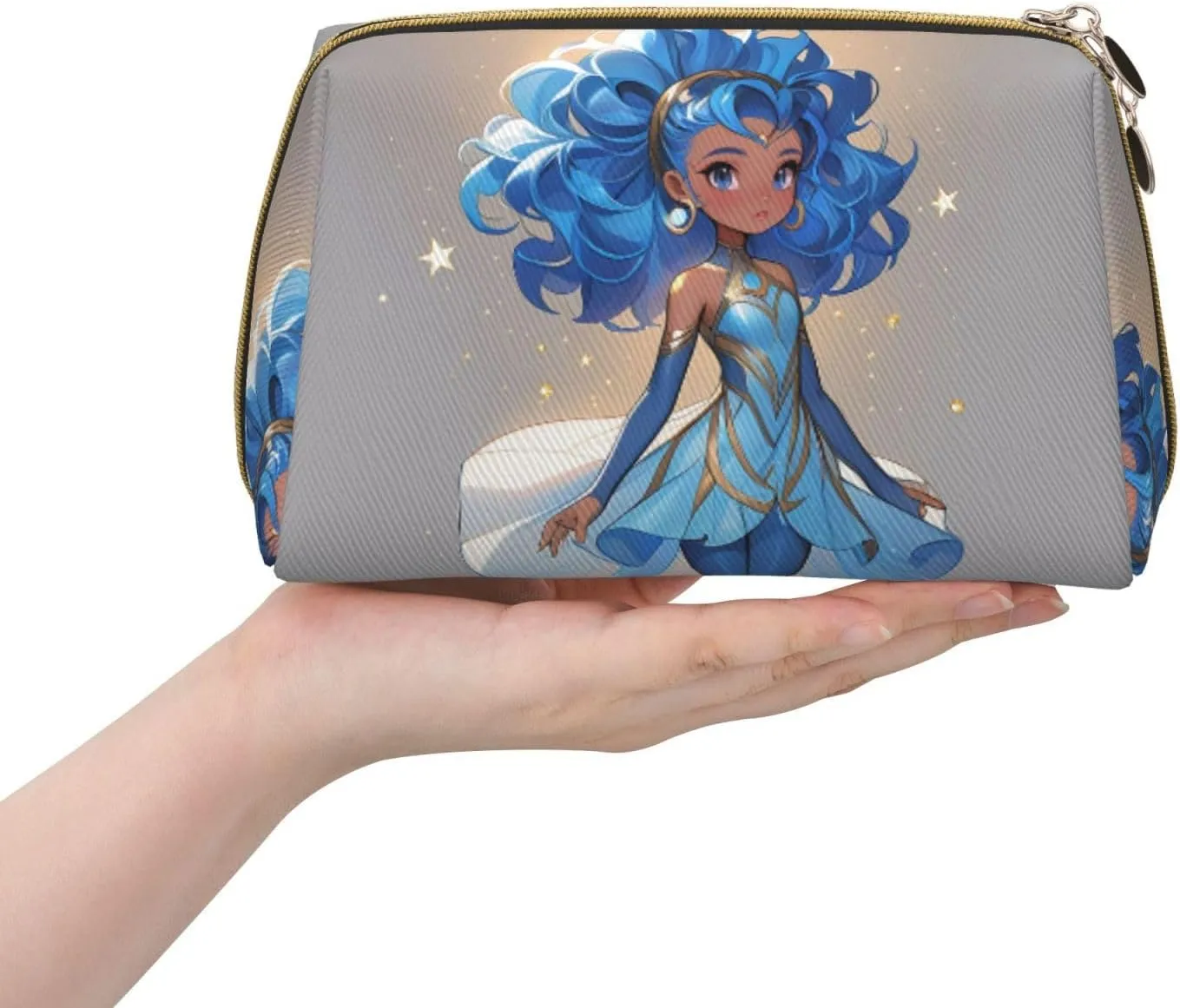 Blue galaxy Printed Small Makeup Bag,Travel Cosmetic Bag Purse with Zipper,Water-resistant Makeup Organizer Bag for Women