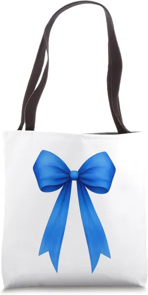 Blue Ribbon Aesthetic Cute Girly Bow Tote Bag