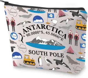 BLUPARK Antarctica Souvenir Cosmetic Bag - Travel Makeup Bag - Multicolor - Cartoon Pattern - 9.25" x 6.69" x 0.75" - Polyester - Easy to Clean, Durable - Women's Travel Cosmetic Bag