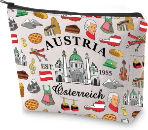 BLUPARK Austria Alps Souvenir Cosmetic Bag Austria Est. 1955 Osterreich Makeup Bag Austria Travel Gift (Austria)