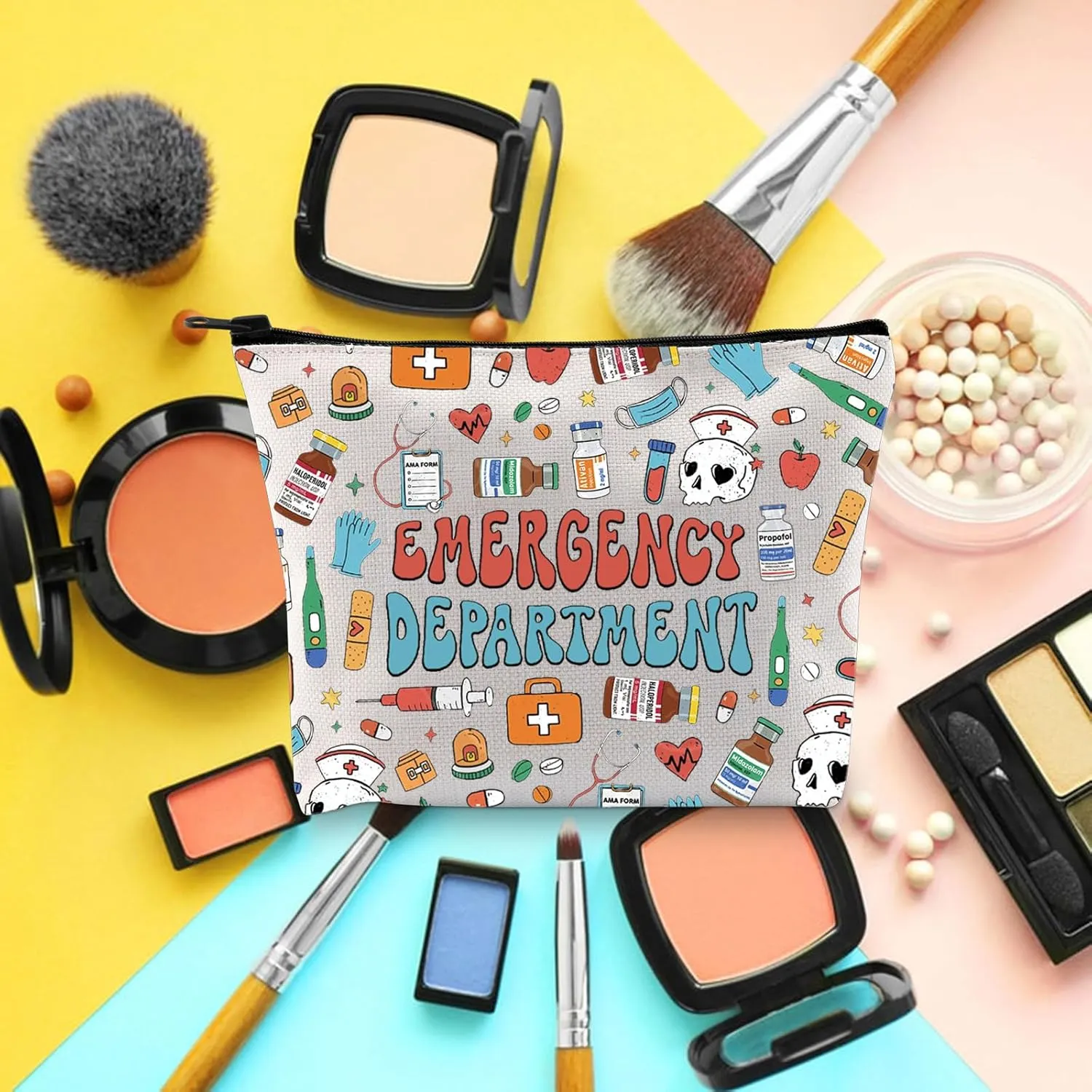BLUPARK ER Nurse Cosmetic Makeup Bag Gift For Nurse ER Crew Makeup Bag Funny ER Ed Nurse Tech Gift Emergency Department Gift Nurse Bag (canvas, EMERGENCY DEPARTMENT)