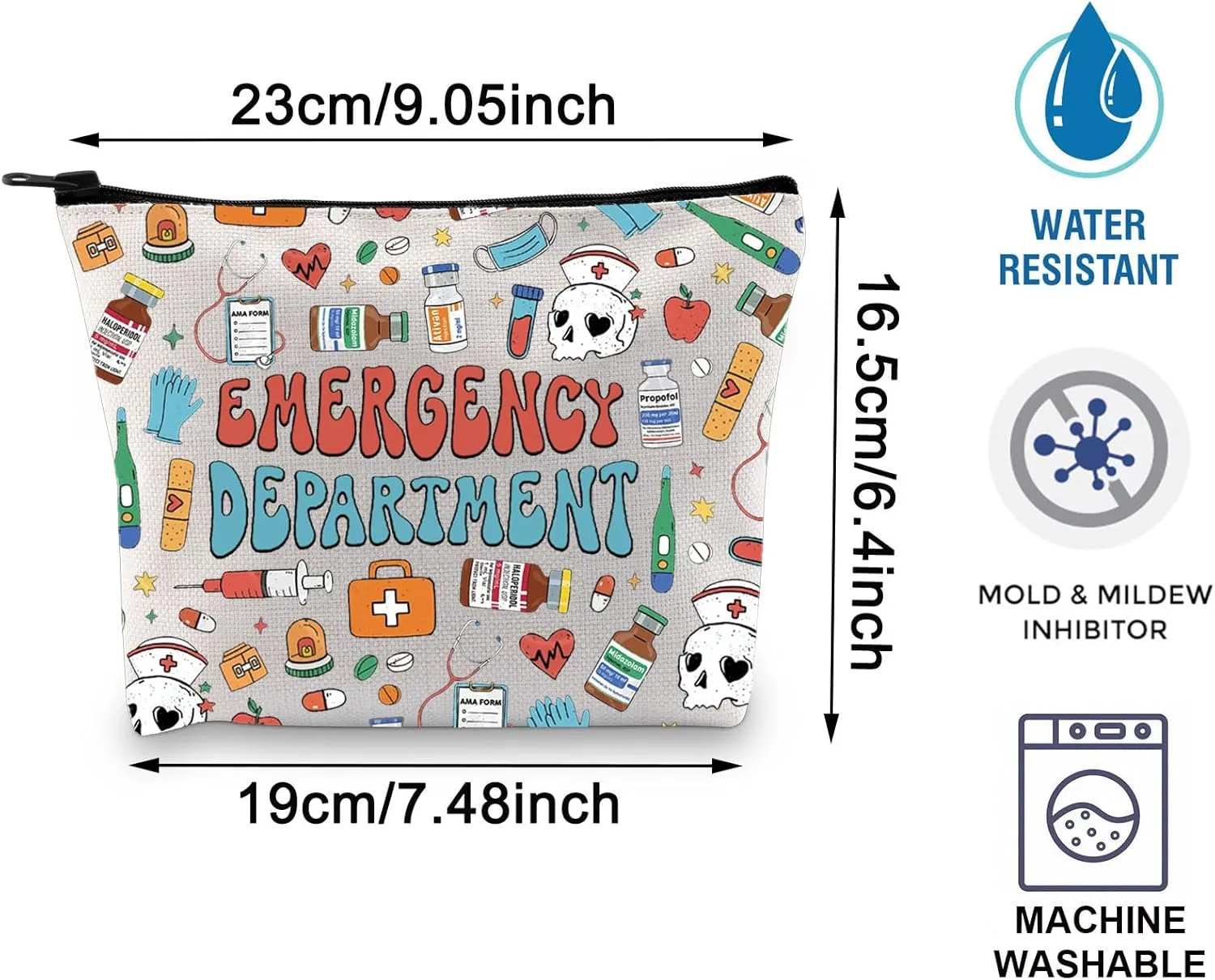 BLUPARK ER Nurse Cosmetic Makeup Bag Gift For Nurse ER Crew Makeup Bag Funny ER Ed Nurse Tech Gift Emergency Department Gift Nurse Bag (canvas, EMERGENCY DEPARTMENT)