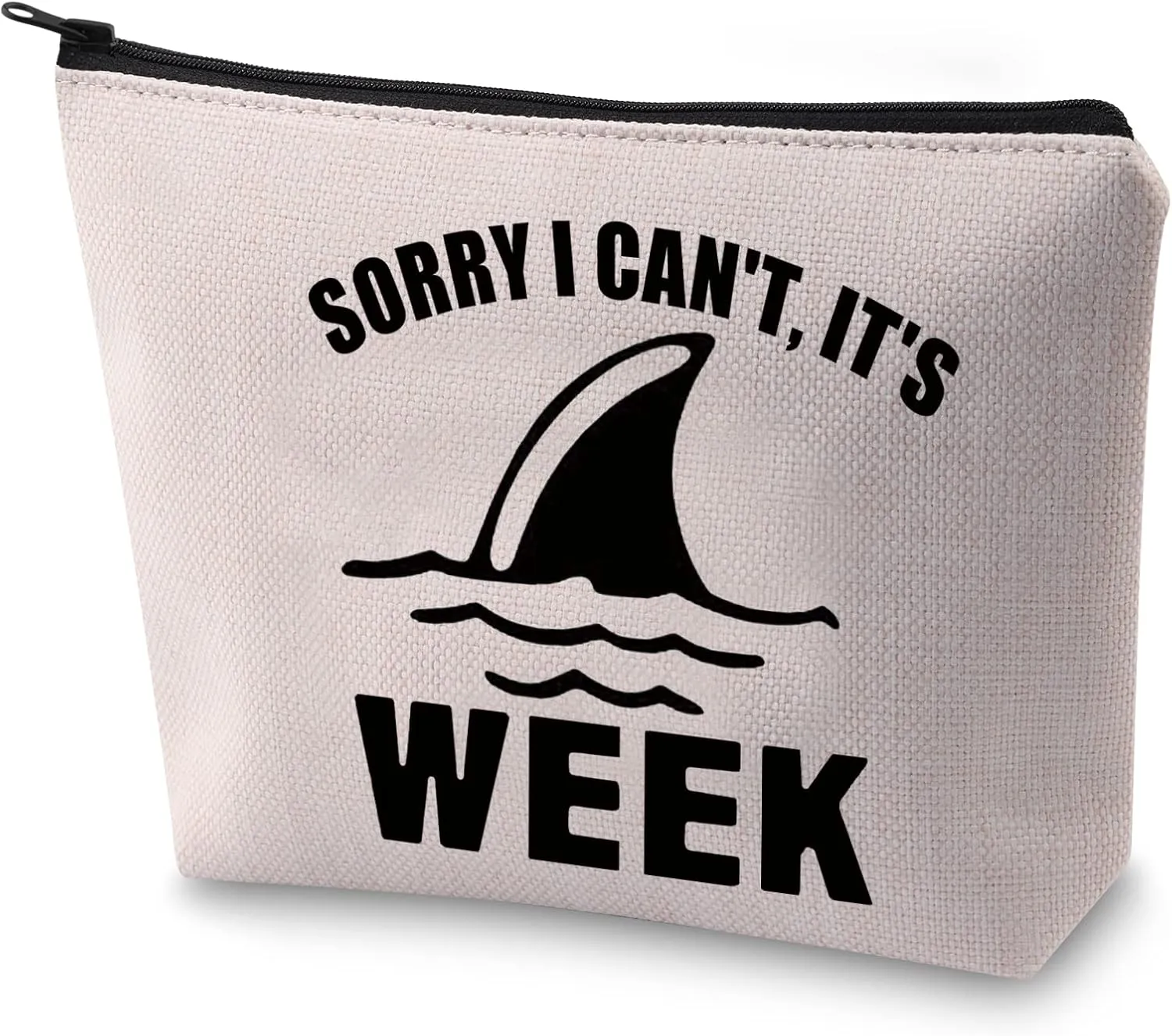 BLUPARK Funny Shark Makeup Bag Shark Lover Gift Sorry I Can't It's Week Cosmetic Bag for Women (It's Week)