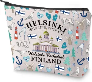 BLUPARK Nordic Style Cosmetic Bag Helsinki Travel Gift Helsinki Cathedral Finland Makeup Bag Helsinki Souvenir Gift (Helsinki)