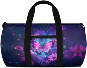 Boatee Butterfly Womens Duffle Bag for Travel Duffel Bag Lightweight Gym Bag Large Luggage Bag Big Capacity Shoulder Hand Bag Weekender Bags with Inner Pocket Makeup Travel Bag for Camp Purple
