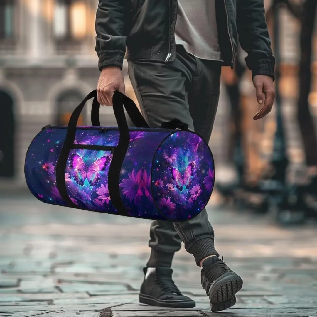 Boatee Butterfly Womens Duffle Bag for Travel Duffel Bag Lightweight Gym Bag Large Luggage Bag Big Capacity Shoulder Hand Bag Weekender Bags with Inner Pocket Makeup Travel Bag for Camp Purple