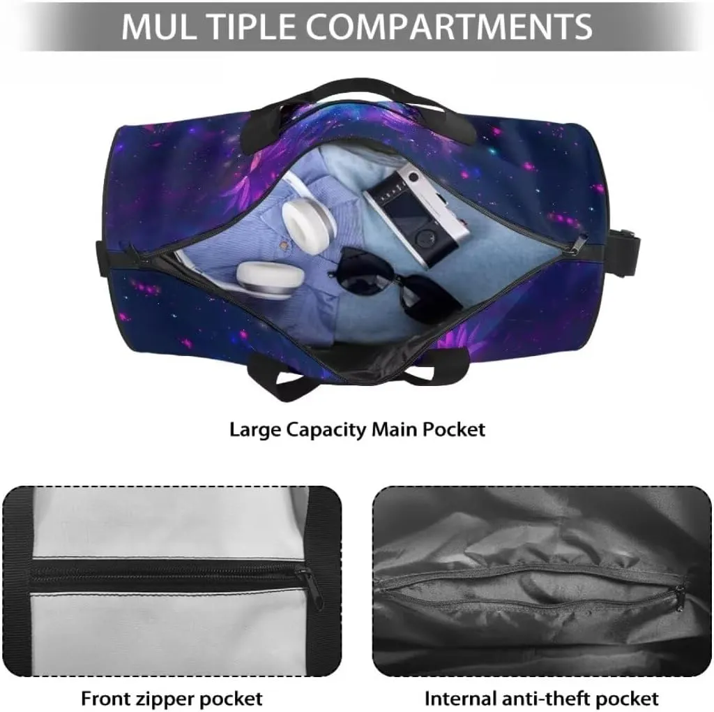 Boatee Butterfly Womens Duffle Bag for Travel Duffel Bag Lightweight Gym Bag Large Luggage Bag Big Capacity Shoulder Hand Bag Weekender Bags with Inner Pocket Makeup Travel Bag for Camp Purple