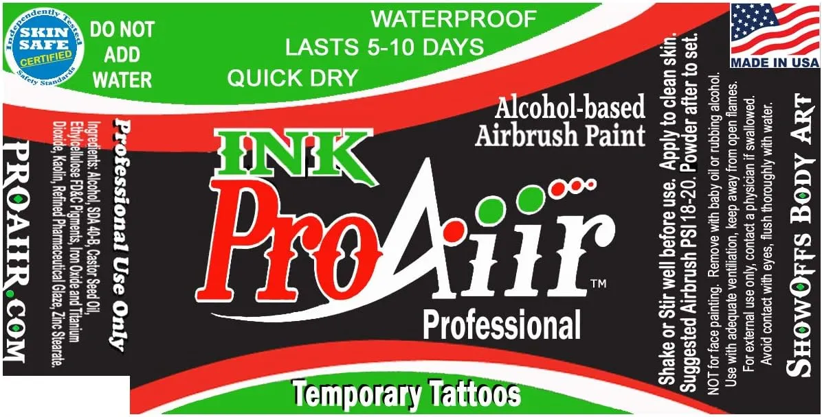 Body Paint - ProAiir Temporary Tattoo Ink - 2.1 oz (60ml) Fluorescent Hot Pink