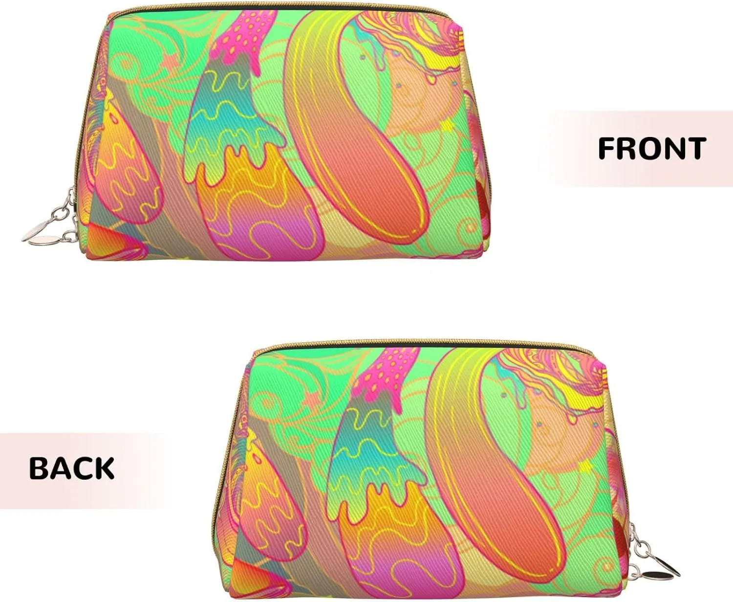 Bohemian Style Magic Mushroom Makeup Bag Large Makeup Bag Zipper Pouch Travel Cosmetic Organizer For Women
