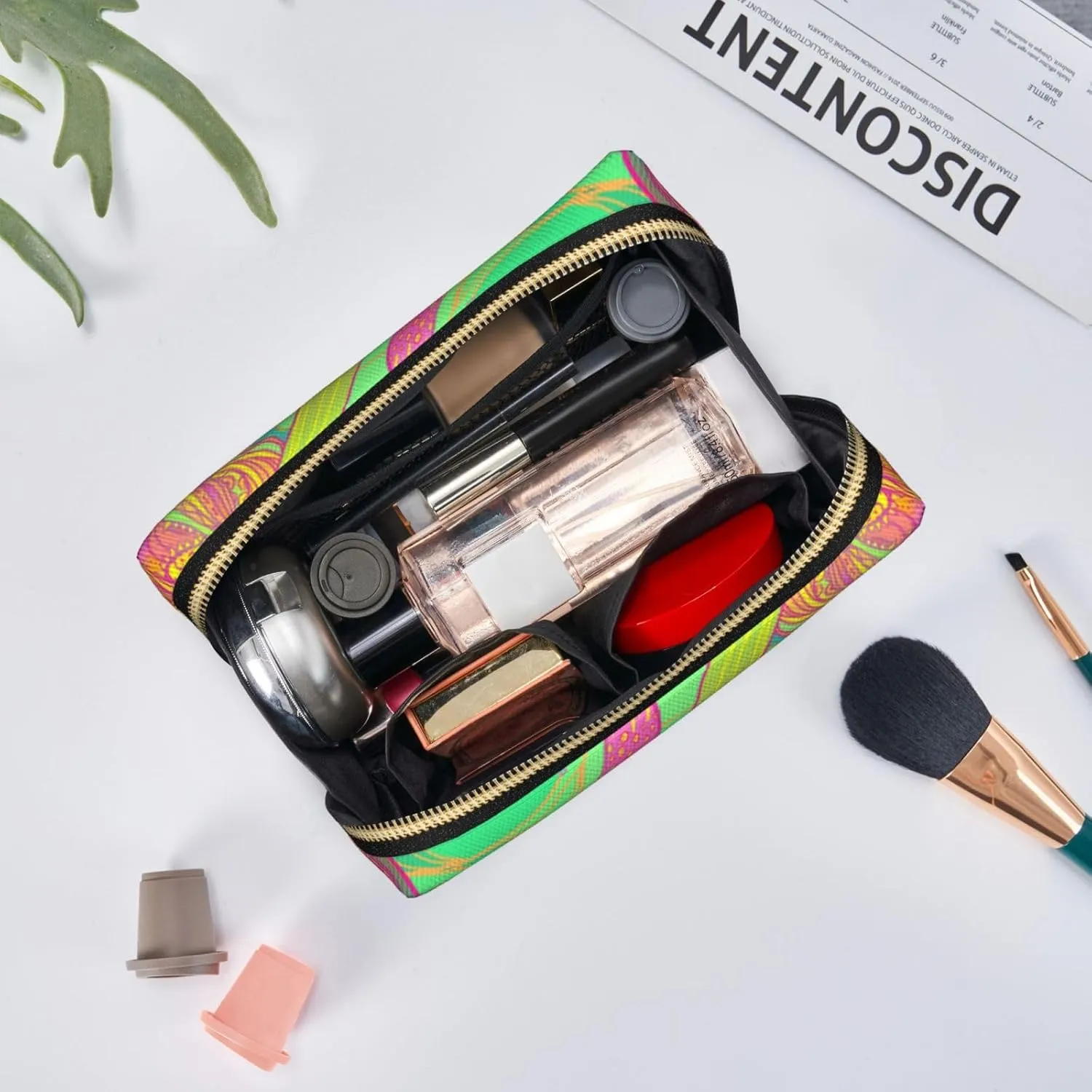 Bohemian Style Magic Mushroom Makeup Bag Large Makeup Bag Zipper Pouch Travel Cosmetic Organizer For Women