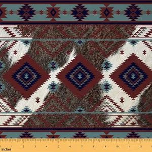 Boho Decorative Waterproof Outdoor Fabric 3 Yard for Chairs, Cowhide Aztec Fabric by The Yard Ethnic Tribe Arrow Aztec Upholstery Fabric forExotic Bohemian Outdoor Fabric Microfiber