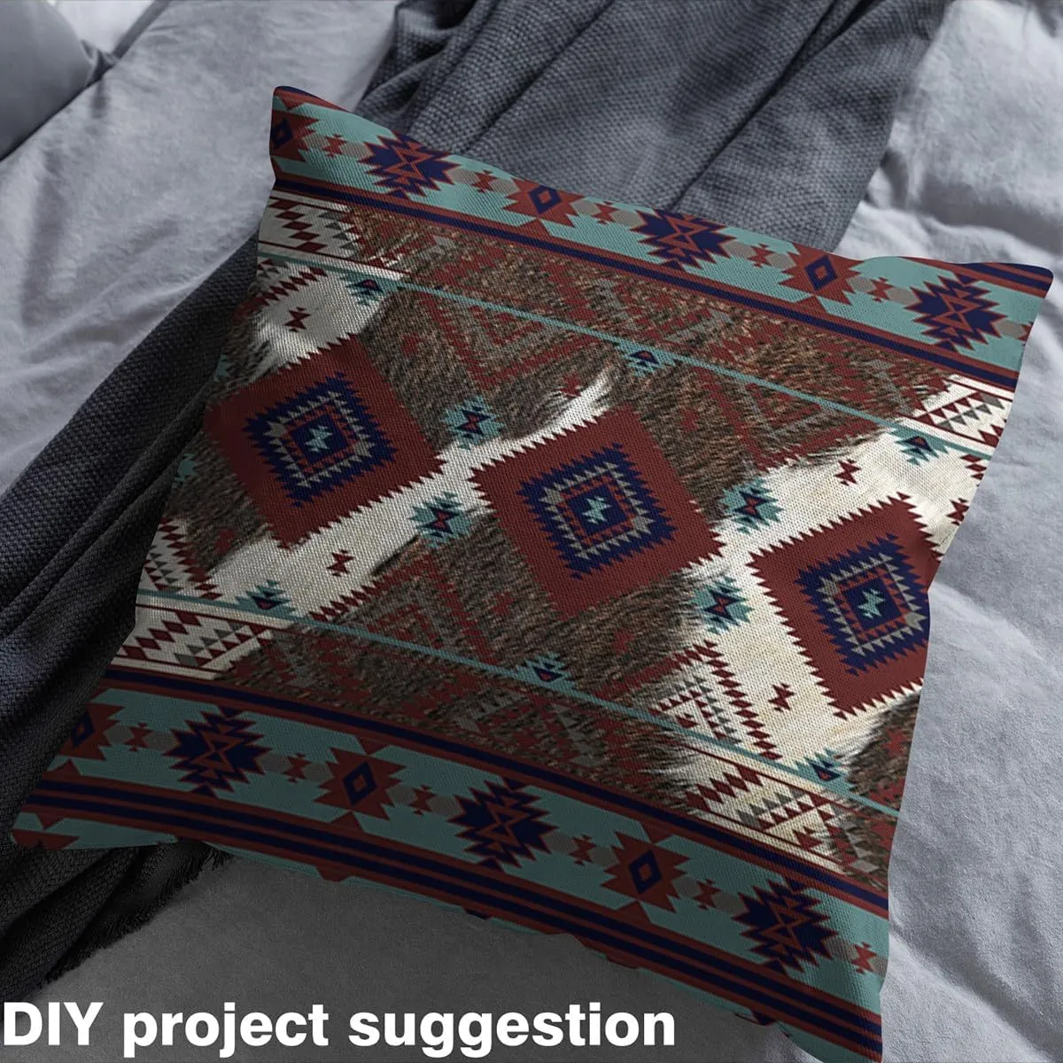 Boho Decorative Waterproof Outdoor Fabric 3 Yard for Chairs, Cowhide Aztec Fabric by The Yard Ethnic Tribe Arrow Aztec Upholstery Fabric forExotic Bohemian Outdoor Fabric Microfiber