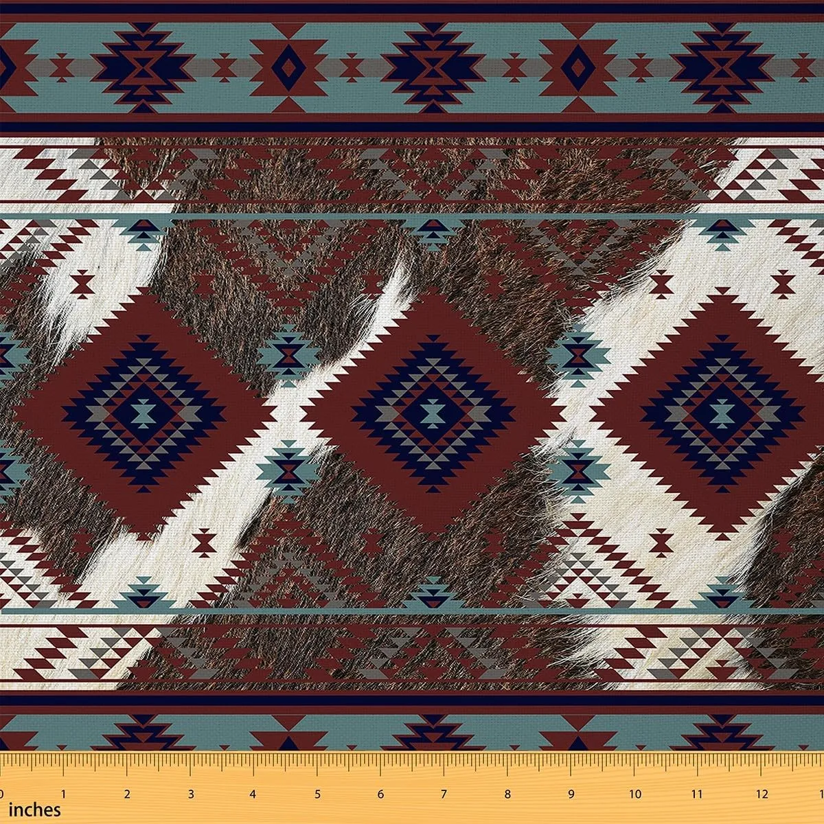 Boho Decorative Waterproof Outdoor Fabric 3 Yard for Chairs, Cowhide Aztec Fabric by The Yard Ethnic Tribe Arrow Aztec Upholstery Fabric forExotic Bohemian Outdoor Fabric Microfiber