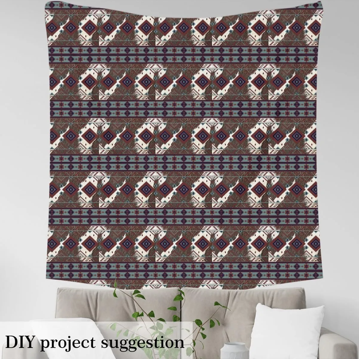 Boho Decorative Waterproof Outdoor Fabric 3 Yard for Chairs, Cowhide Aztec Fabric by The Yard Ethnic Tribe Arrow Aztec Upholstery Fabric forExotic Bohemian Outdoor Fabric Microfiber