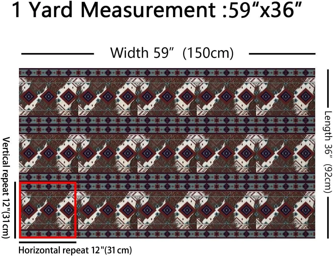 Boho Decorative Waterproof Outdoor Fabric 3 Yard for Chairs, Cowhide Aztec Fabric by The Yard Ethnic Tribe Arrow Aztec Upholstery Fabric forExotic Bohemian Outdoor Fabric Microfiber