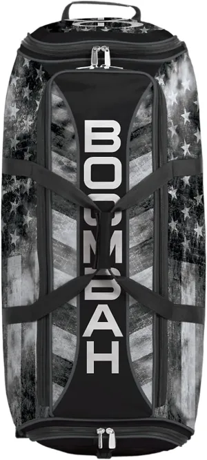 Boombah Brute Rolling Bat Bag 2.0-35" x 15" x 12-1/2" - USA Old Glory Black Ops Black/Charcoal/White - Holds 4 Bats and Room for Gear - Wheeled Bag