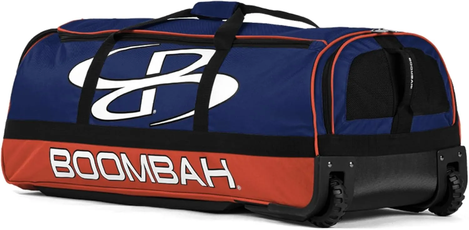 Boombah Brute Rolling Bat Bag - 35" x 15" x 12-1/2" - Multiple Color Options - Holds 4 Bats and Room for Gear - Wheeled Bag