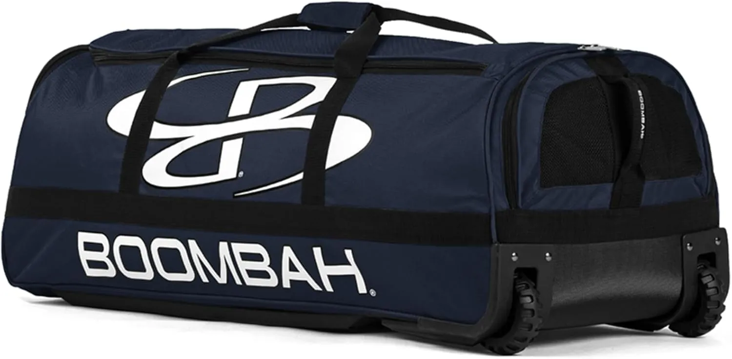 Boombah Brute Rolling Bat Bag - 35" x 15" x 12-1/2" - Multiple Color Options - Holds 4 Bats and Room for Gear - Wheeled Bag