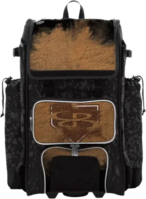 Boombah Catchers Superpack Hybrid Rolling Bat Bag - Homeplate Black/White - Wheeled & Backpack Version