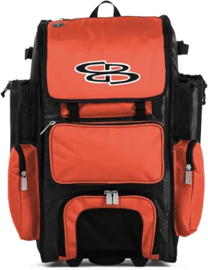 Boombah Rolling Superpack Baseball/Softball Gear Bag - 23-1/2" x 13-1/2" x 9-1/2" - Multiple Colors - Telescopic Handle and Holds 4 Bats - Wheeled Version
