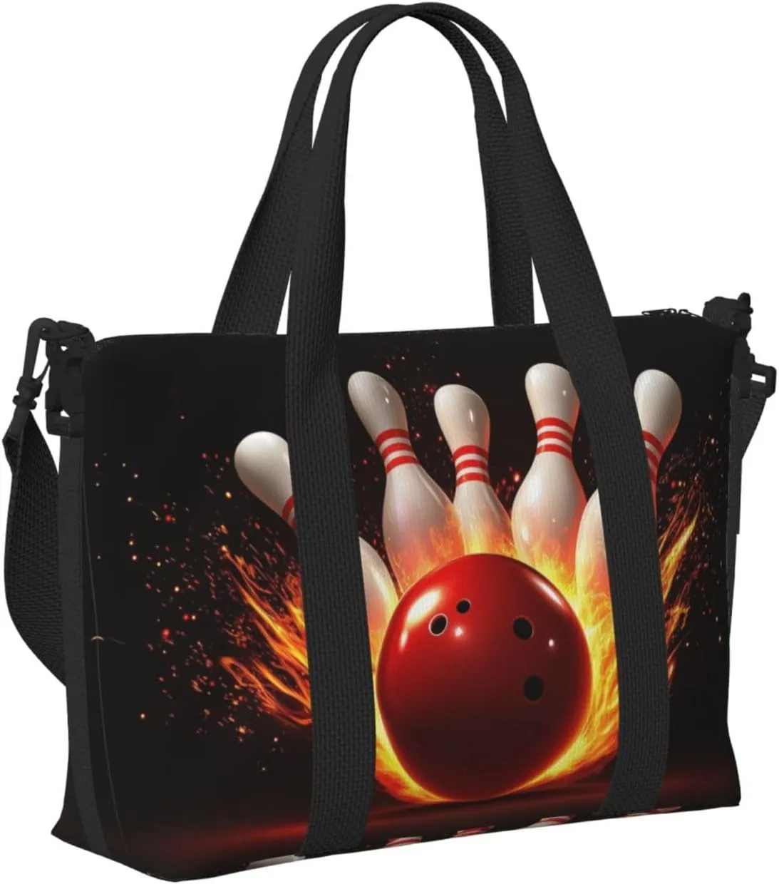 bowling pins print Travel Duffel Bag, Sports Tote Gym Bag, Swim Pool Bag Large Shoulder Tote Bag for Beach Weekender