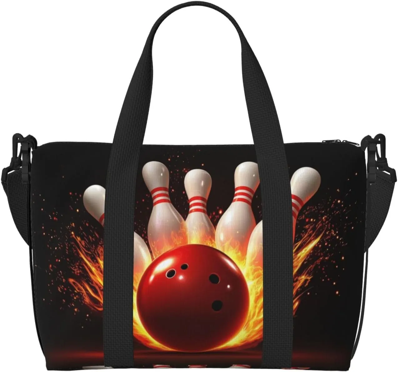 bowling pins print Travel Duffel Bag, Sports Tote Gym Bag, Swim Pool Bag Large Shoulder Tote Bag for Beach Weekender
