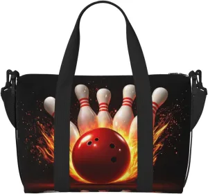 bowling pins print Travel Duffel Bag, Sports Tote Gym Bag, Swim Pool Bag Large Shoulder Tote Bag for Beach Weekender