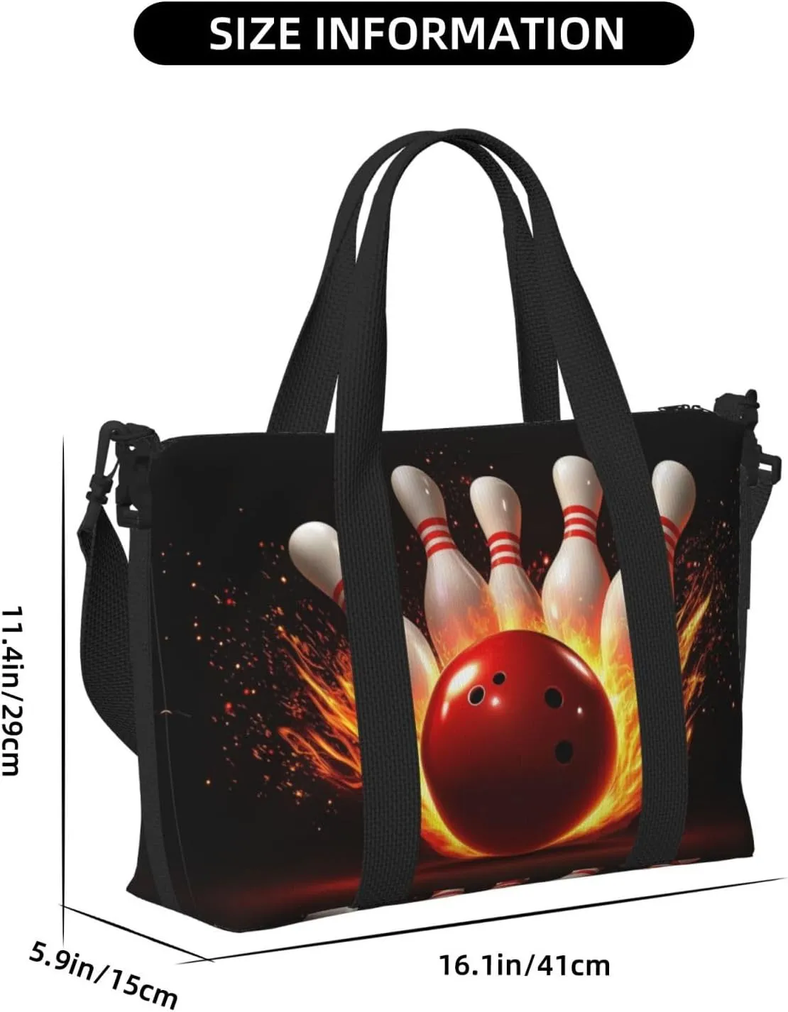bowling pins print Travel Duffel Bag, Sports Tote Gym Bag, Swim Pool Bag Large Shoulder Tote Bag for Beach Weekender