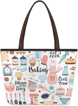 Breakfast Cooking Time Pattern Tote Bag for Women Womens Handbags Tote Bag for Work Shopping Travel Beach
