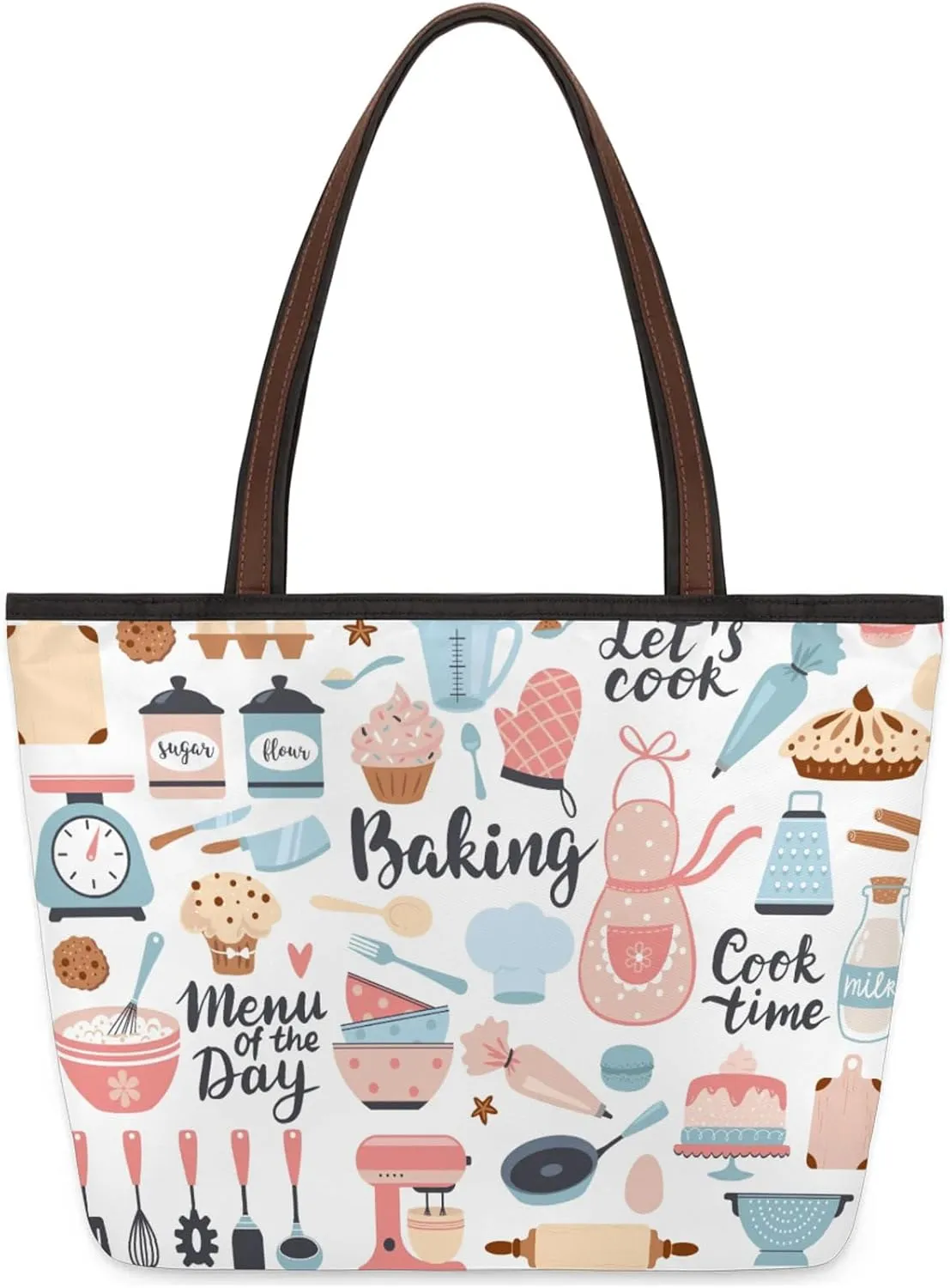 Breakfast Cooking Time Pattern Tote Bag for Women Womens Handbags Tote Bag for Work Shopping Travel Beach
