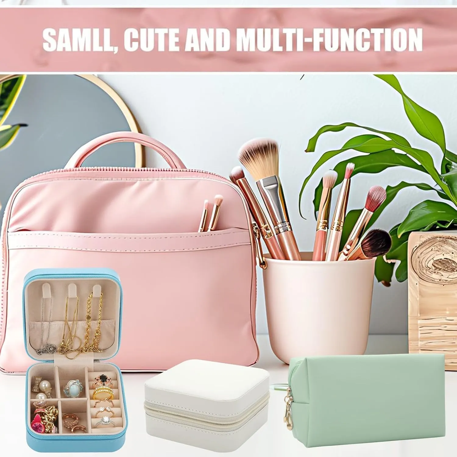 Bridesmaid Proposal Gifts Letter Cosmetic makeup bag bulk for Wedding Party Favors Bachelorette party decorations Toiletry Organizer Bag Makeup Case Gift (6, sage green)