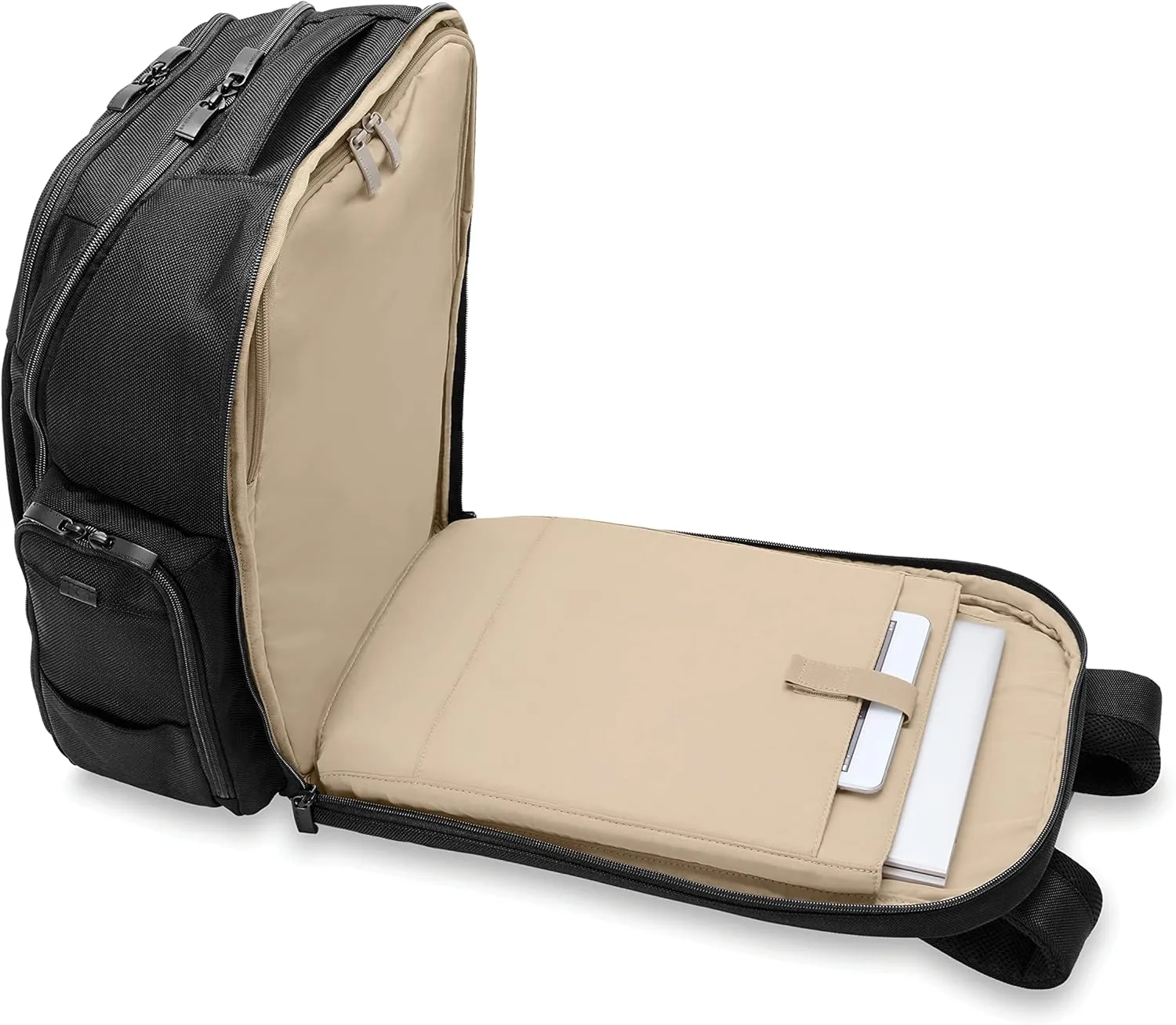 Briggs & Riley Traveler Backpack - Carry On Travel Backpack for Women & Men, Personal Item Travel Bag, Lightweight & Durable, Padded Straps, Fits up to 15" Laptop - Baseline Collection, Black
