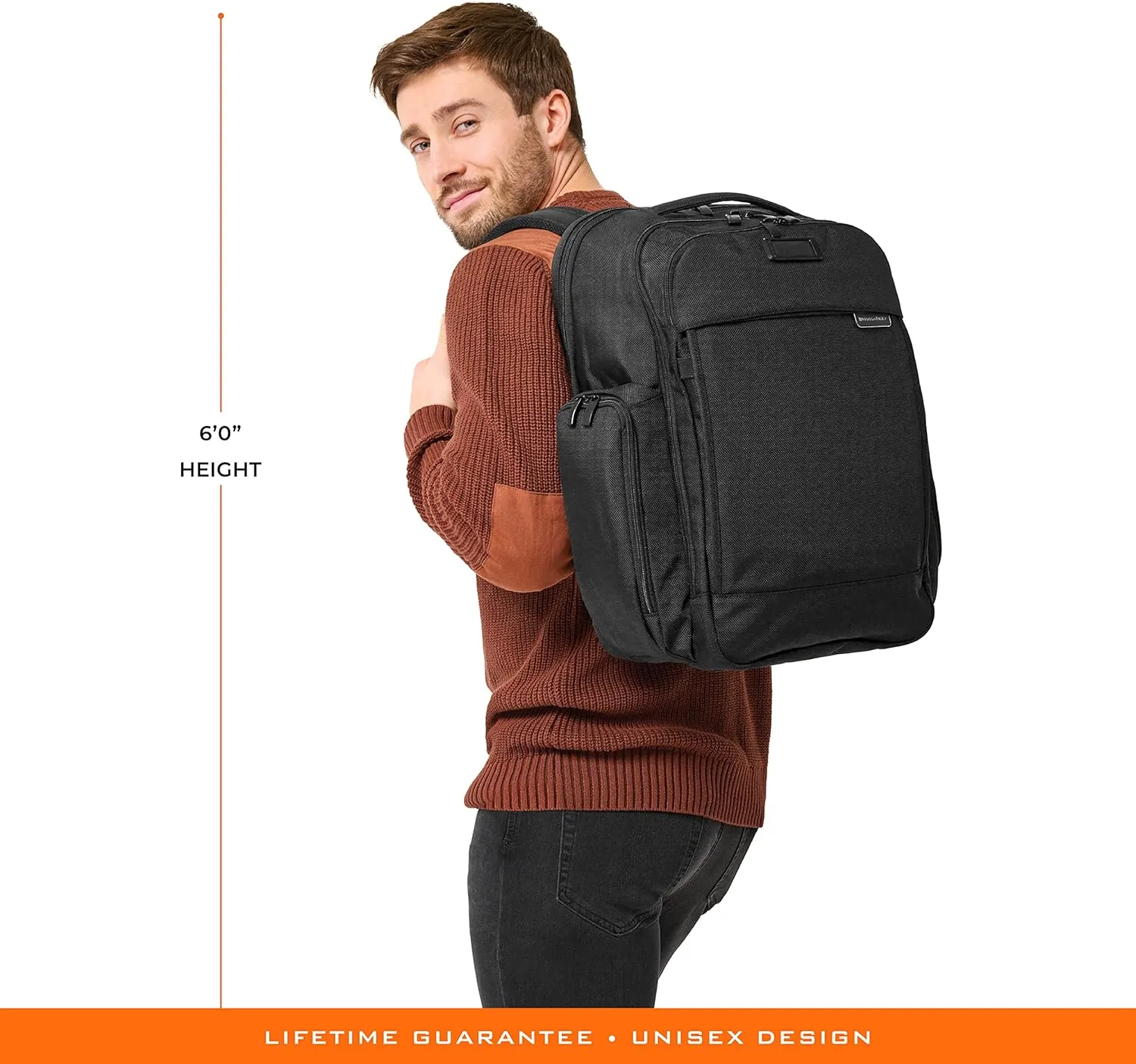 Briggs & Riley Traveler Backpack - Carry On Travel Backpack for Women & Men, Personal Item Travel Bag, Lightweight & Durable, Padded Straps, Fits up to 15" Laptop - Baseline Collection, Black