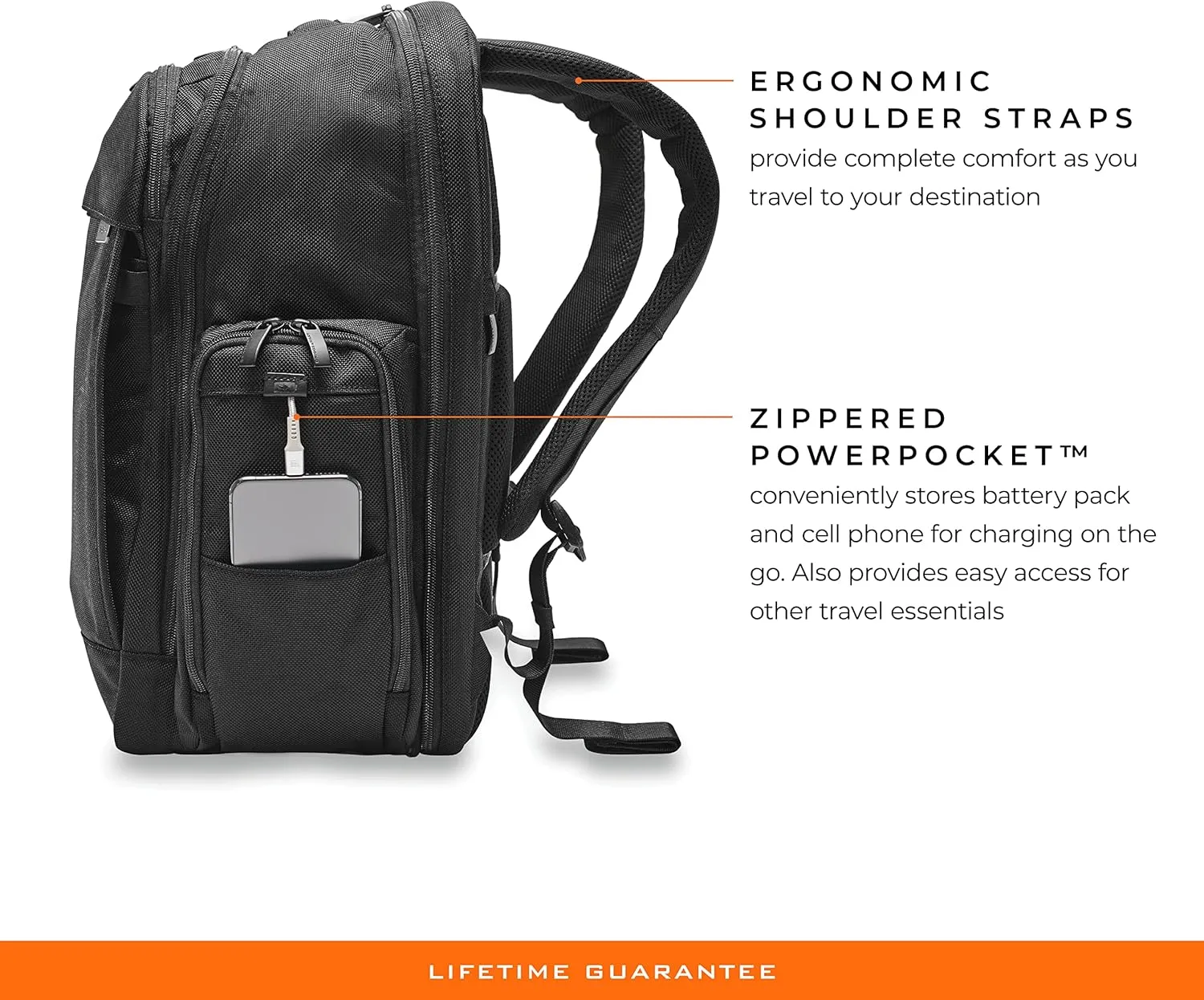 Briggs & Riley Traveler Backpack - Carry On Travel Backpack for Women & Men, Personal Item Travel Bag, Lightweight & Durable, Padded Straps, Fits up to 15" Laptop - Baseline Collection, Black