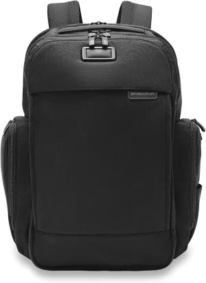 Briggs & Riley Traveler Backpack - Carry On Travel Backpack for Women & Men, Personal Item Travel Bag, Lightweight & Durable, Padded Straps, Fits up to 15" Laptop - Baseline Collection, Black