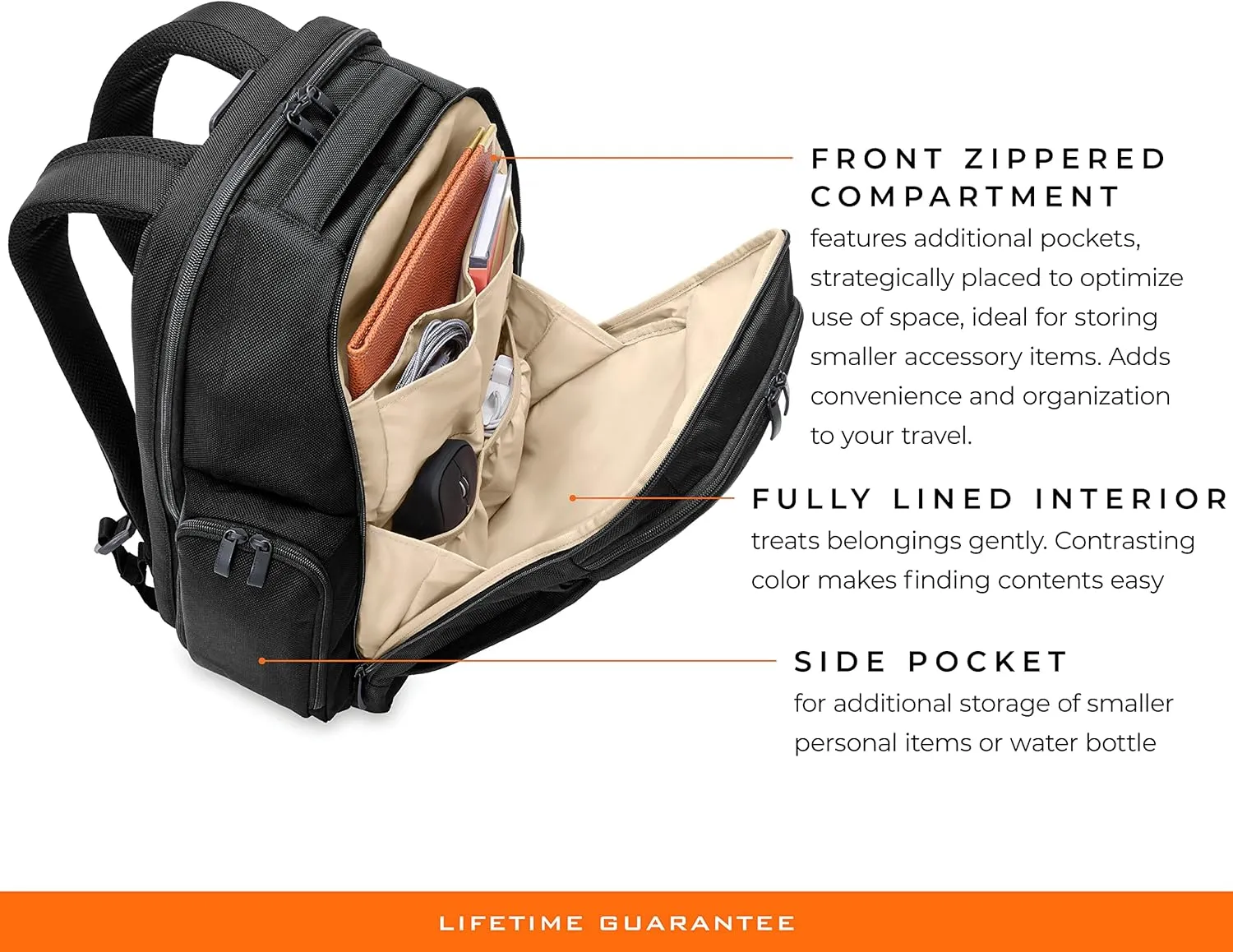 Briggs & Riley Traveler Backpack - Carry On Travel Backpack for Women & Men, Personal Item Travel Bag, Lightweight & Durable, Padded Straps, Fits up to 15" Laptop - Baseline Collection, Black