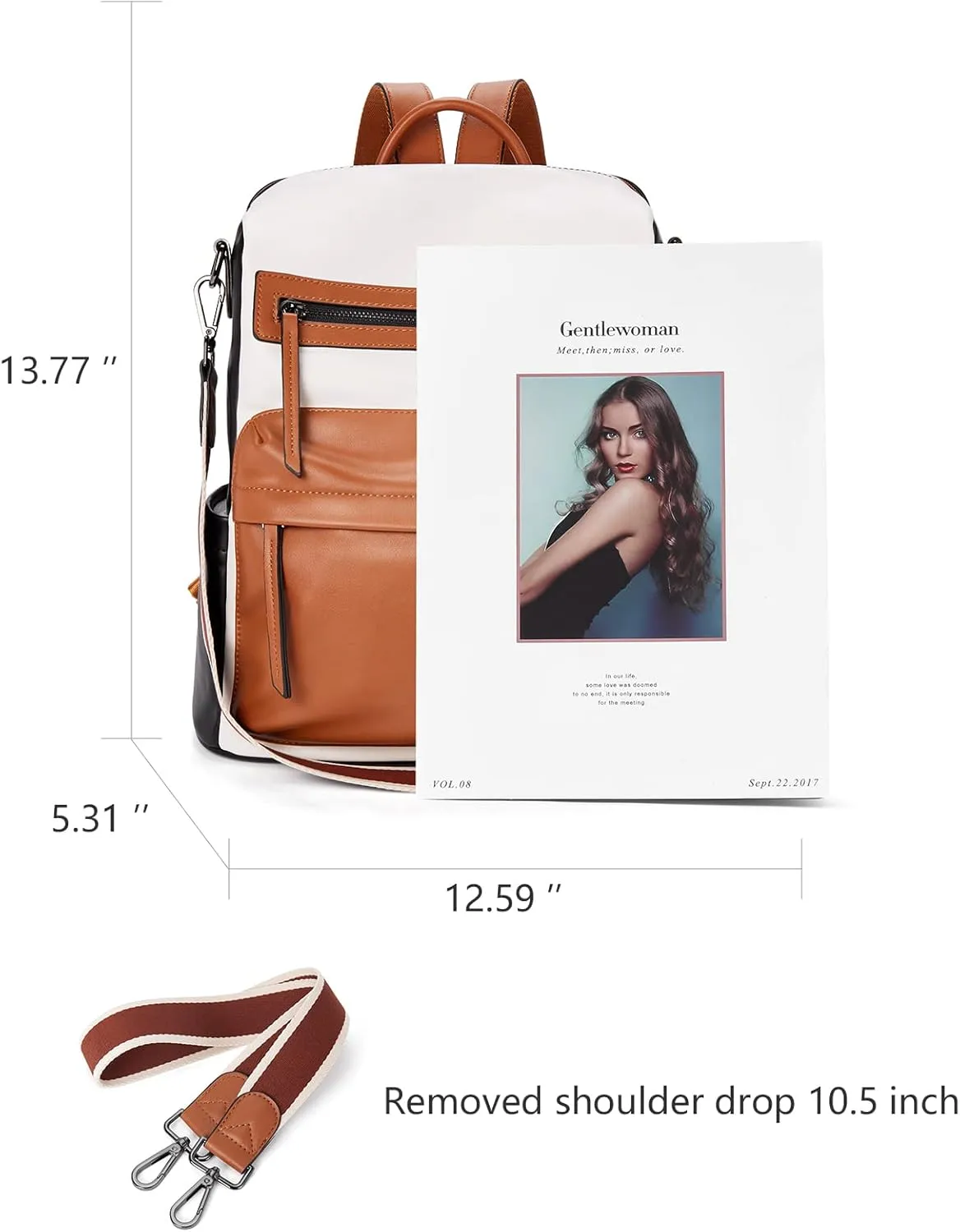BROMEN Backpack Purse for Women Fashion Leather Designer Travel Large Ladies Shoulder Bags