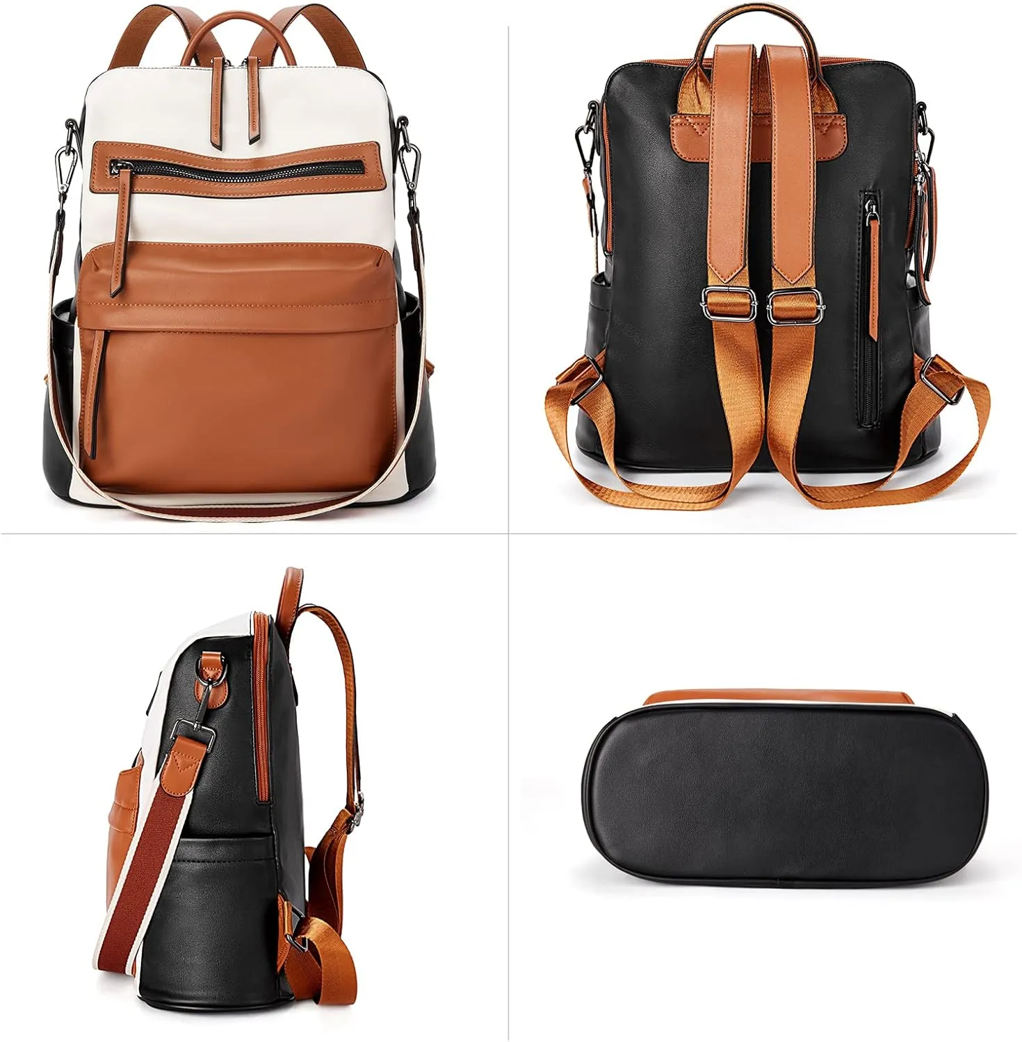 BROMEN Backpack Purse for Women Fashion Leather Designer Travel Large Ladies Shoulder Bags
