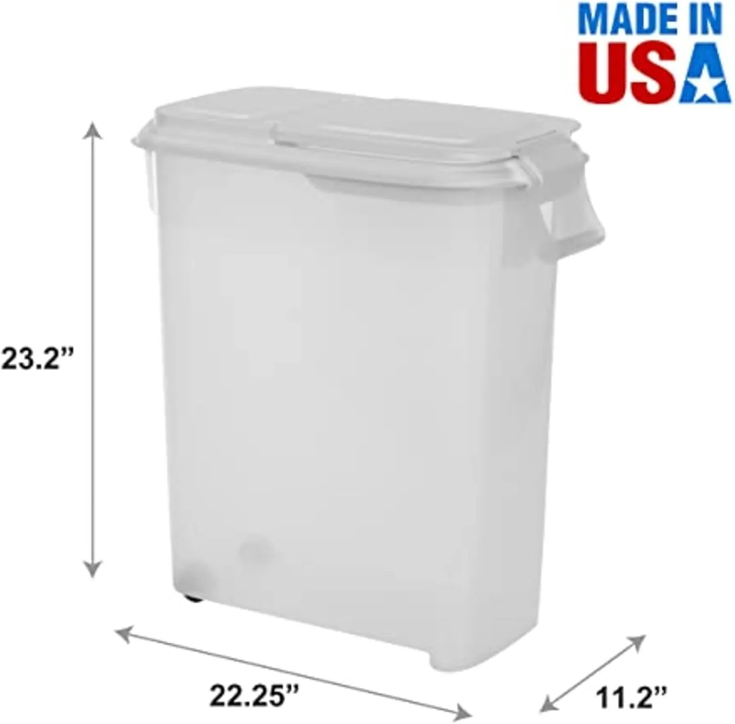 Buddeez Airtight Pet Food Storage Container - 50 QT Capacity Dog Food Storage Container, Cat Food Container, Bird Seed Storage Container, Rolling Storage Bin, Air Tight with White Lid