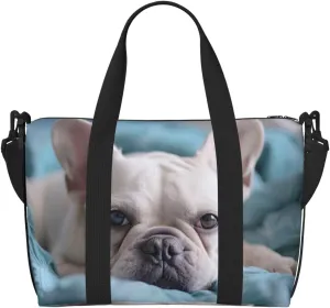 Bulldog print Travel Duffel Bag, Sports Tote Gym Bag, Swim Pool Bag Large Shoulder Tote Bag for Beach Weekender