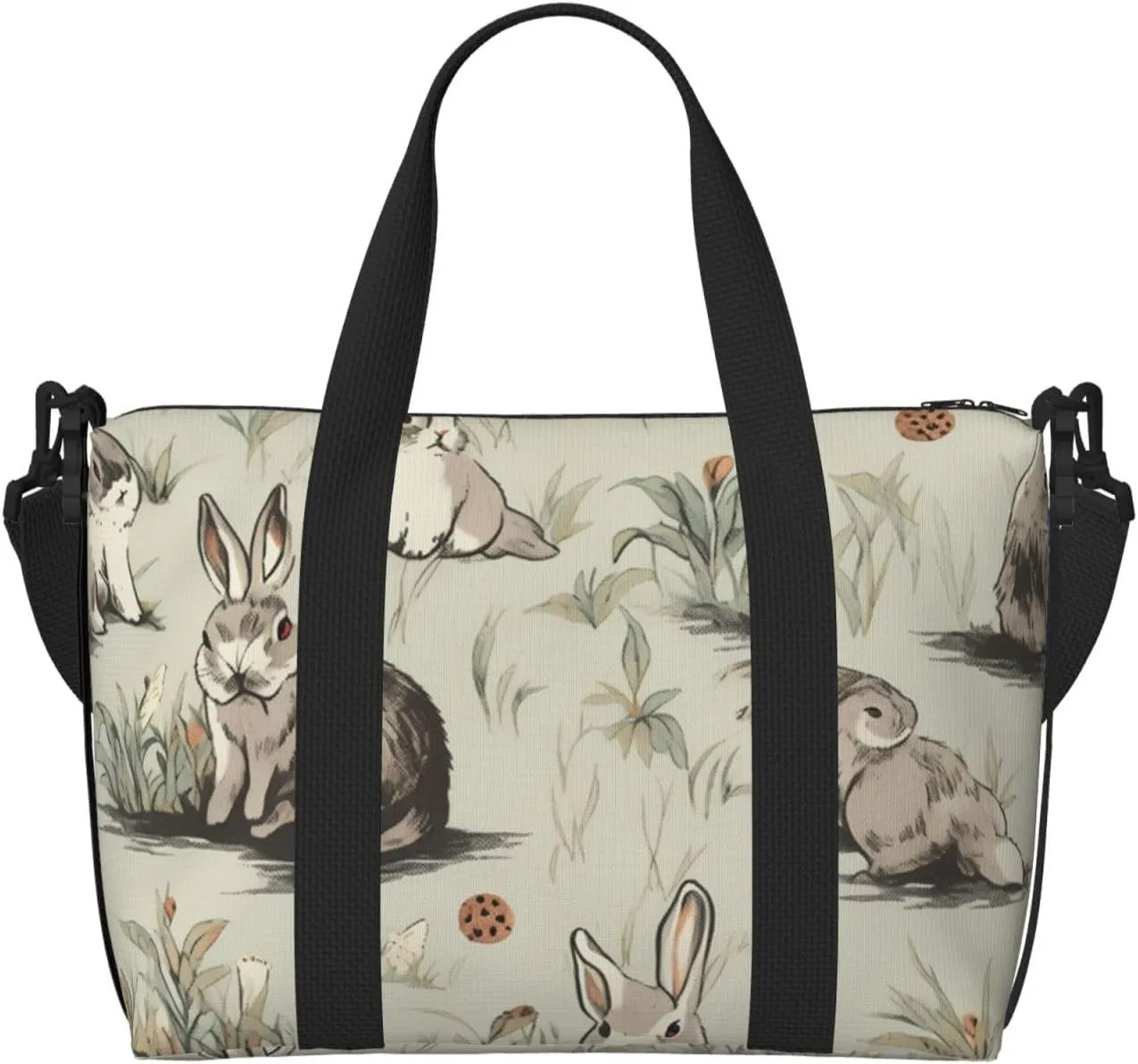 bunnies art print Travel Duffel Bag, Sports Tote Gym Bag, Swim Pool Bag Large Shoulder Tote Bag for Beach Weekender