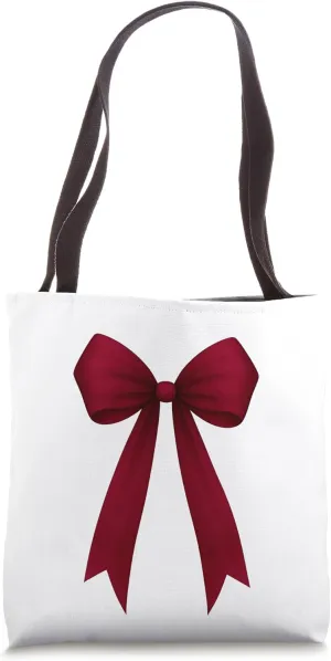Burgundy Ribbon Aesthetic Cute Girly Bow Tote Bag