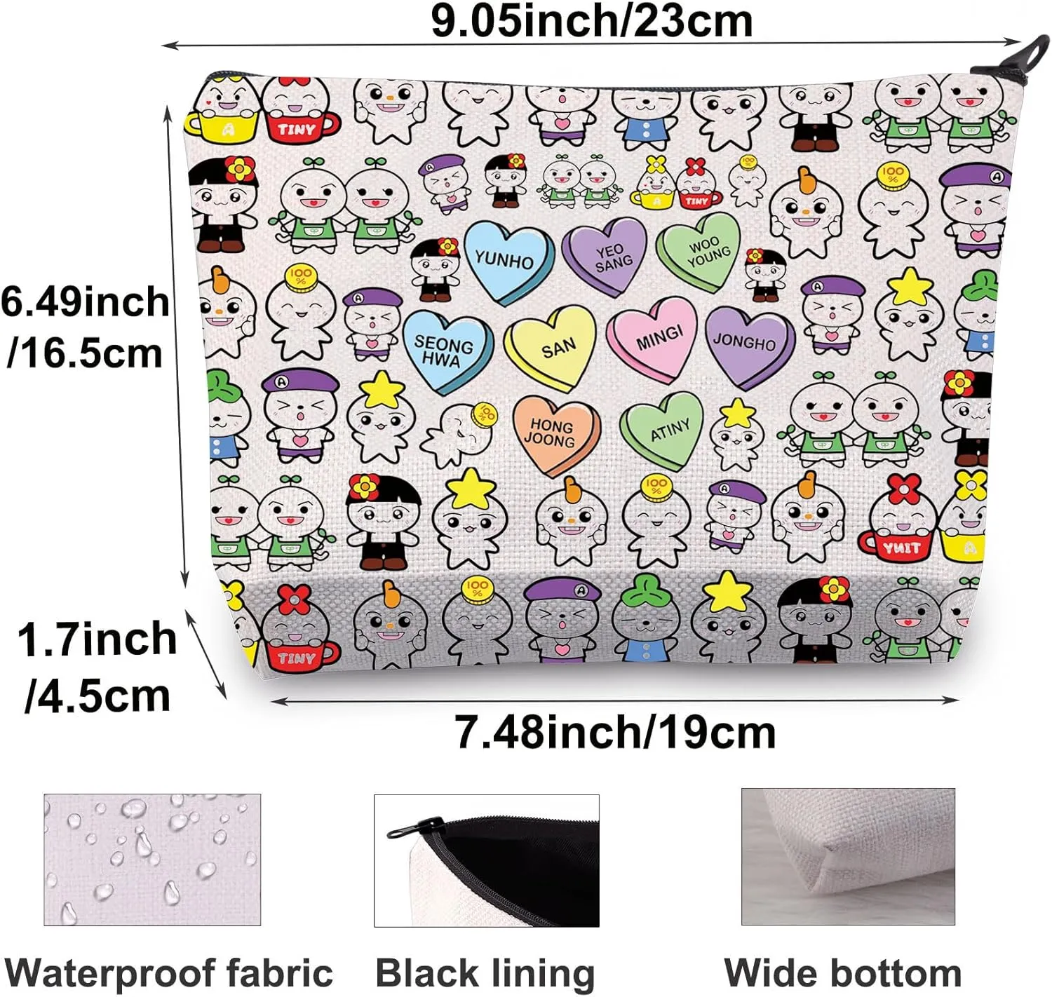 BWWKTOP K-Pop Cosmetic Makeup Bag Korean Group Fans Gift Korean Members Travel Zipper Pouch Bag (YUNH MB)