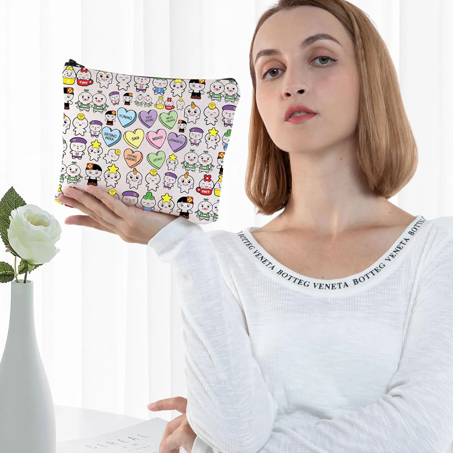 BWWKTOP K-Pop Cosmetic Makeup Bag Korean Group Fans Gift Korean Members Travel Zipper Pouch Bag (YUNH MB)