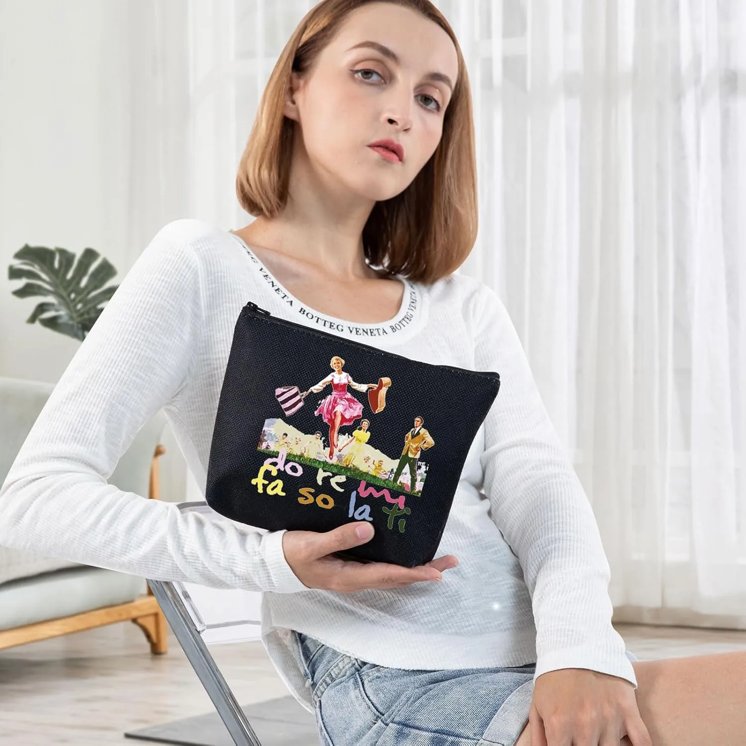 BWWKTOP Sound Theater Cosmetic Makeup Bag Von Trapp Gift Do Re Mi Fa So La Ti Theater Zipper Pouch Bag Theater Musical Merchandise (Do Re Mi BL)