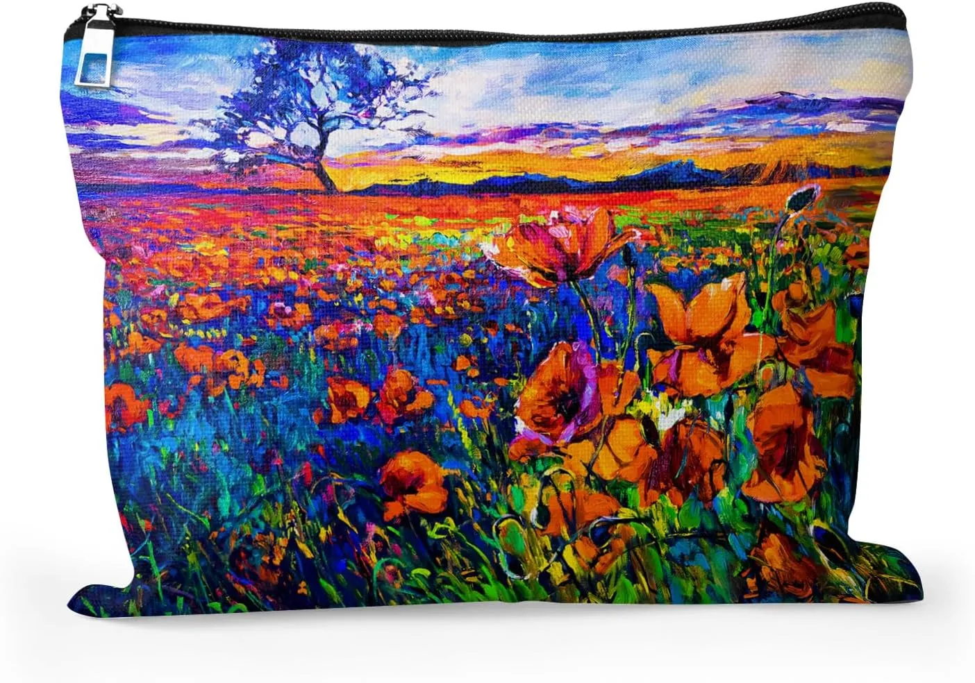 Cafl Poppy Field Makeup Bag Travel Large Poppy Painting Cosmetic Bag Organizer toiletry Essentials Jewelry Zipper Bag Gift For Women -10×8 inch